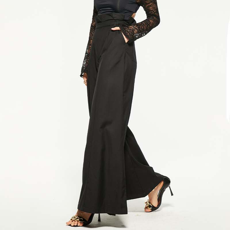 High waisted black ultra wide leg pants
