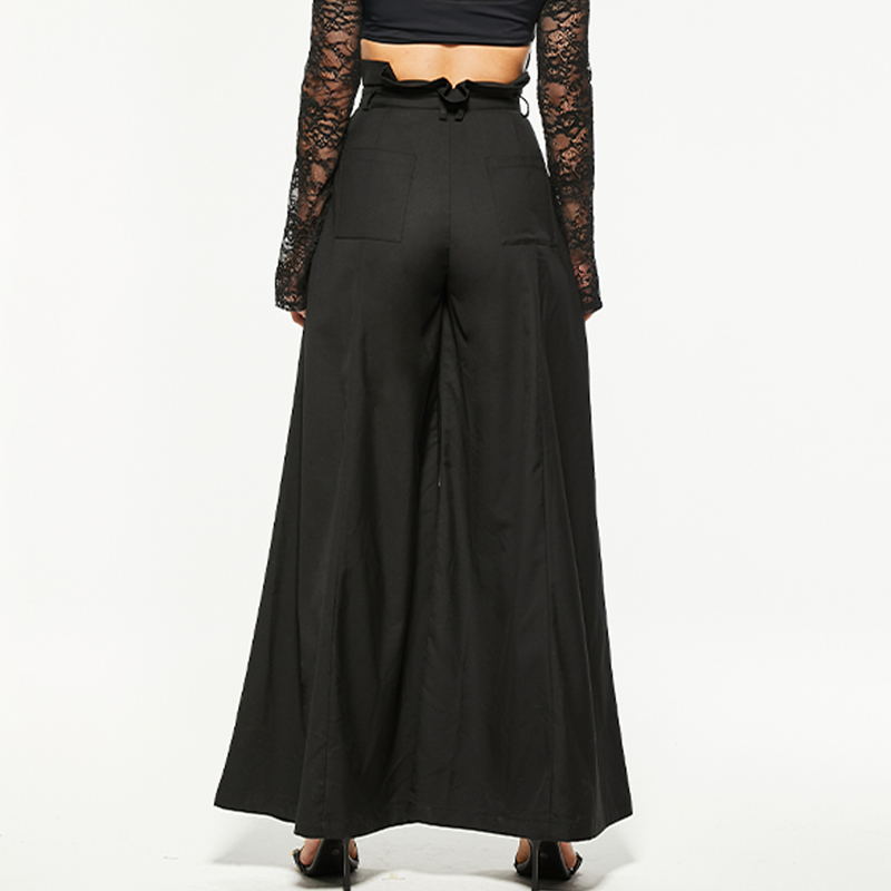 High waisted black ultra wide leg pants