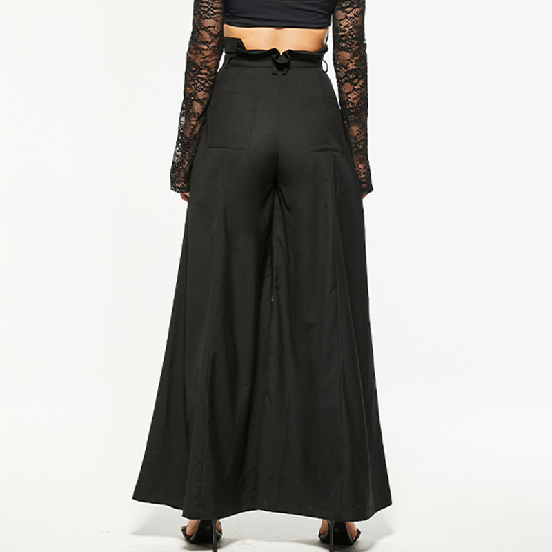 High waisted black ultra wide leg pants