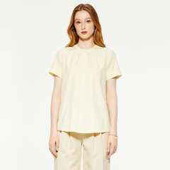 Casual round neck beige short-sleeved T-shirt