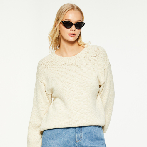 Casual solid loose long sleeve knitted sweater