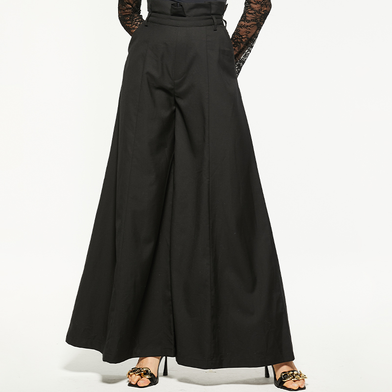 High waisted black ultra wide leg pants