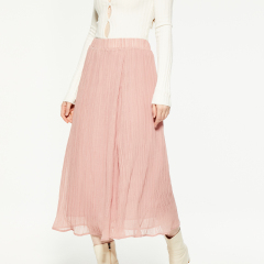 Pink fungus-trimmed chiffon midi skirt