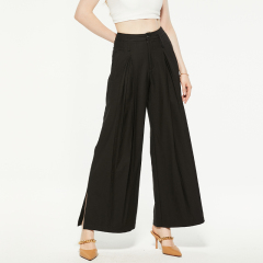 Casual high waist slit wide leg pants