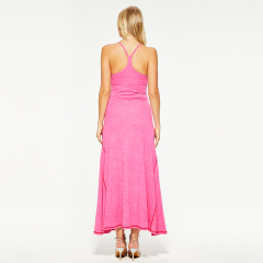 Slim fit pink backless cotton suspender dress