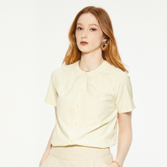 Casual round neck beige short-sleeved T-shirt