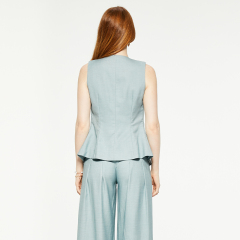 Solid color round neck sleeveless suit vest
