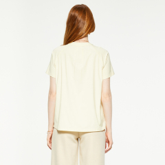 Casual round neck beige short-sleeved T-shirt