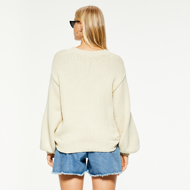 Casual solid loose long sleeve knitted sweater