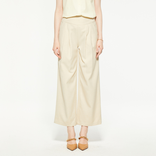 Casual beige pocket straight pants
