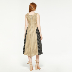 Elegant striped contrast sleeveless dress