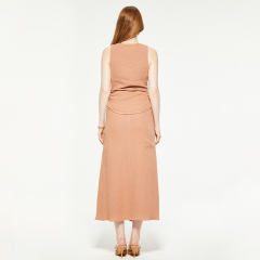 Round neck chiffon sleeveless drawstring top