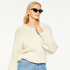 Casual solid loose long sleeve knitted sweater