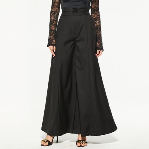 High waisted black ultra wide leg pants