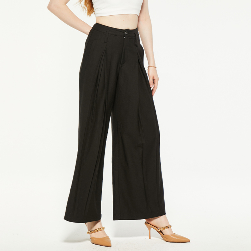 Casual high waist slit wide leg pants