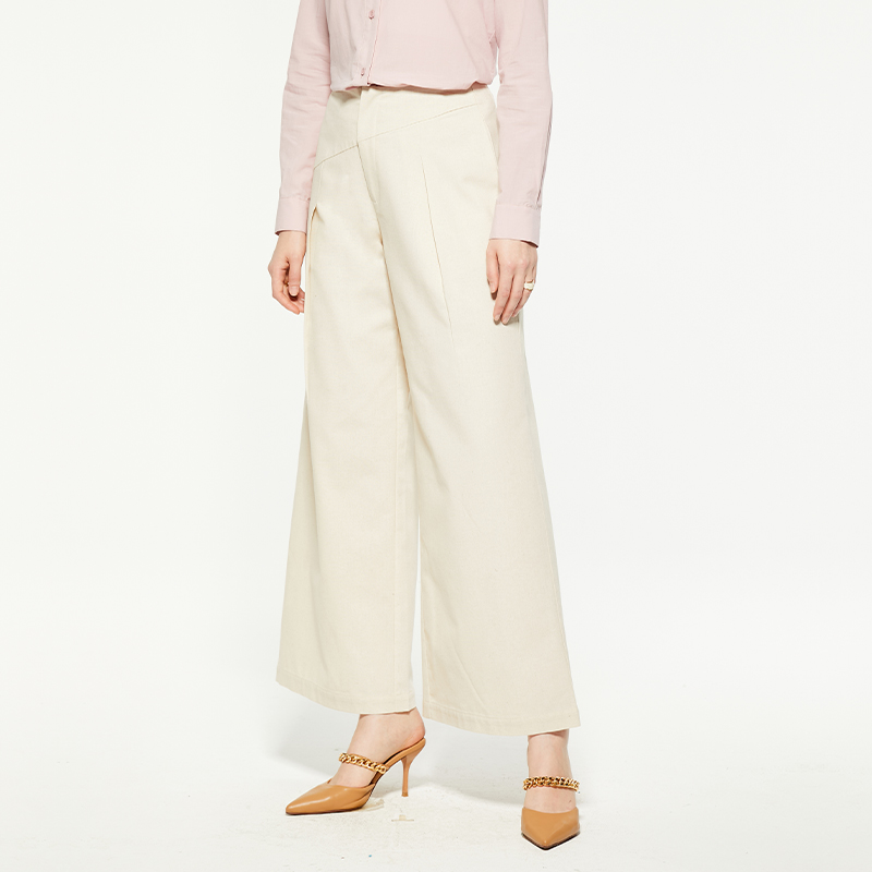 Formal beige suit wide leg pants