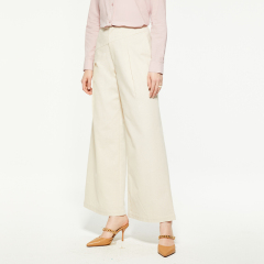Formal beige suit wide leg pants