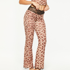 Lace leopard skinny flared pants