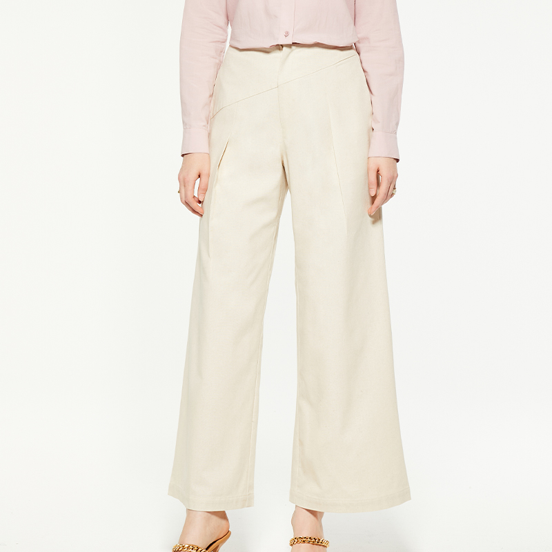 Formal beige suit wide leg pants