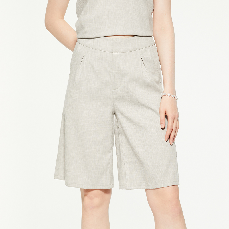 Casual solid loose linen shorts