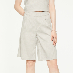 Casual solid loose linen shorts