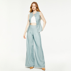 Solid color round neck sleeveless suit vest