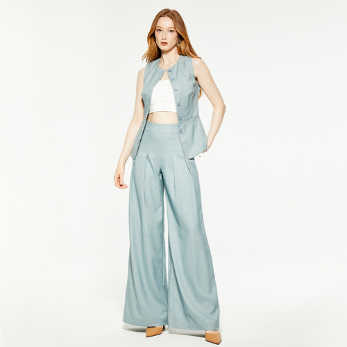 Solid color round neck sleeveless suit vest