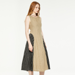 Elegant striped contrast sleeveless dress