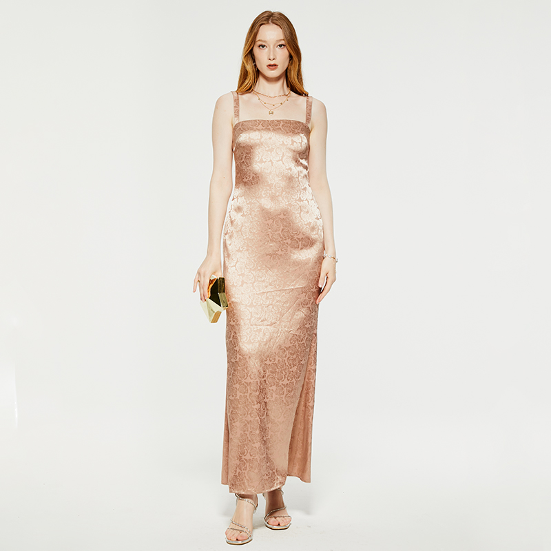 Elegant jacquard sleeveless evening dress