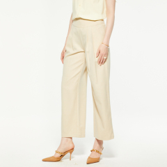 Casual beige pocket straight pants