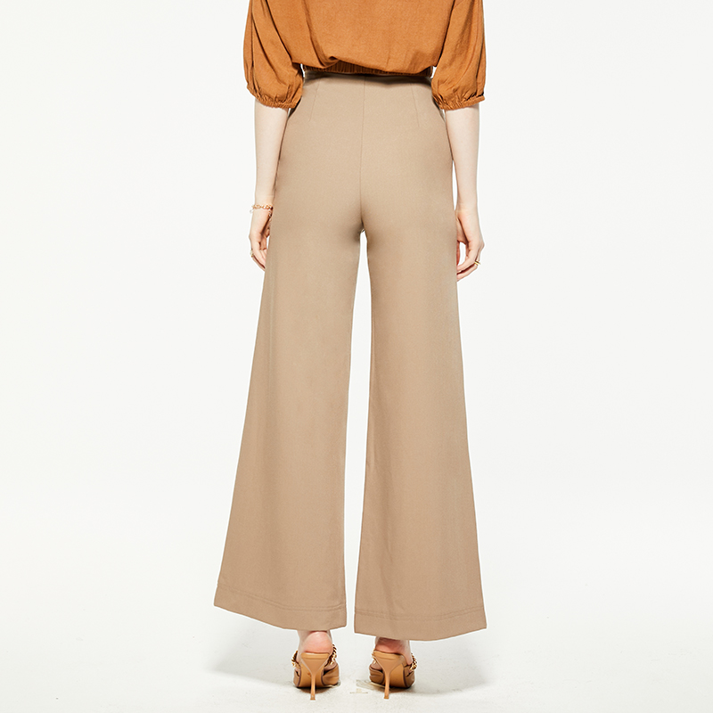 Brown Wrap Belt Wide Leg Pants