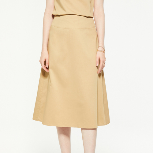 Commuting high-waisted A-line midi skirt