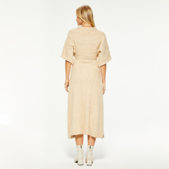Artisanal Charm Boat Neck Cable Knit Dress