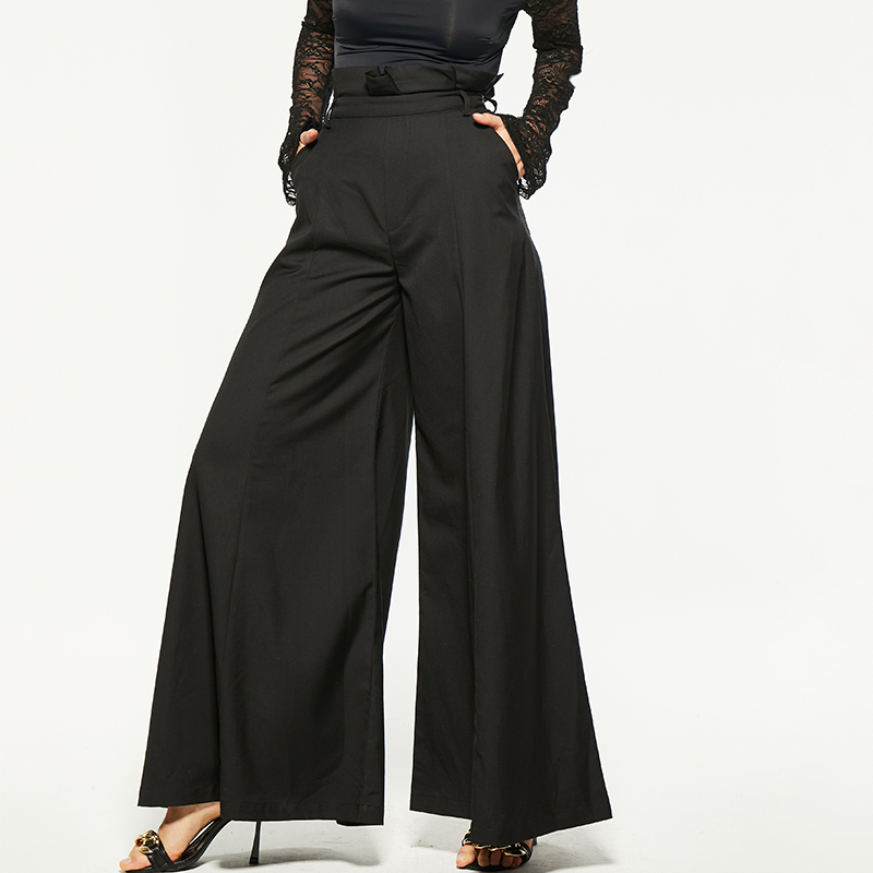 High waisted black ultra wide leg pants