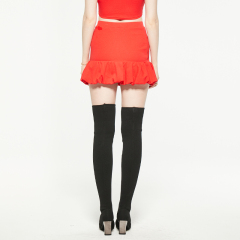 Red high waist bubble skirt