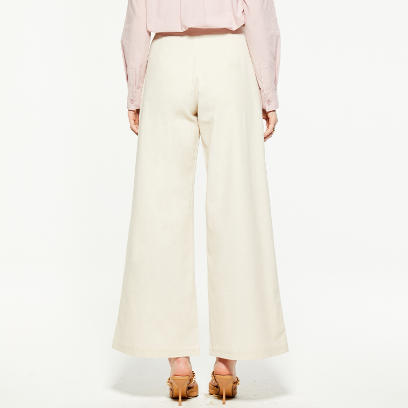 Formal beige suit wide leg pants