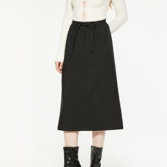 Elastic band bow loose midi skirt