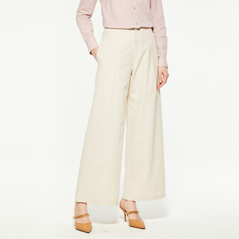 Formal beige suit wide leg pants