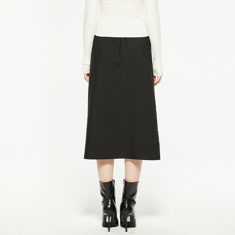 Elastic band bow loose midi skirt