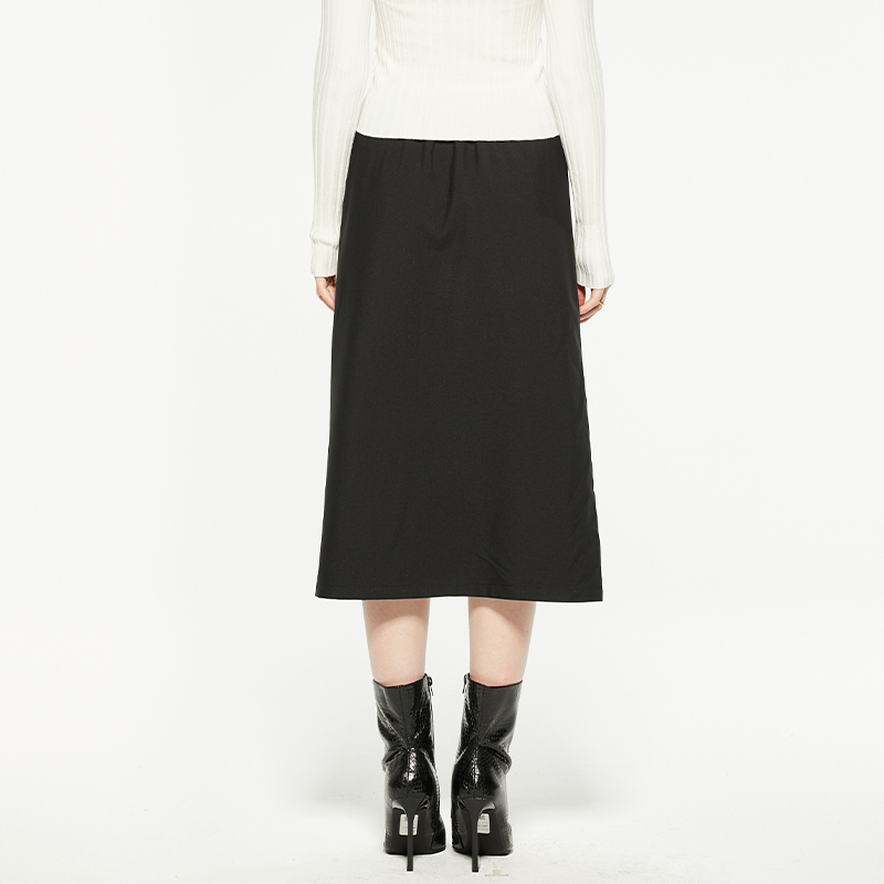 Elastic band bow loose midi skirt