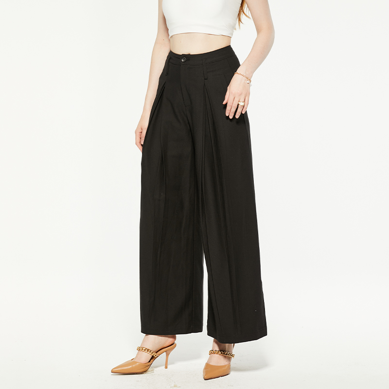 Casual high waist slit wide leg pants