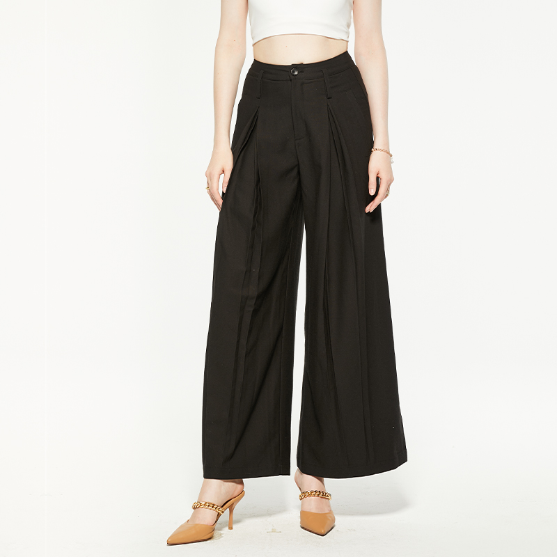 Casual high waist slit wide leg pants