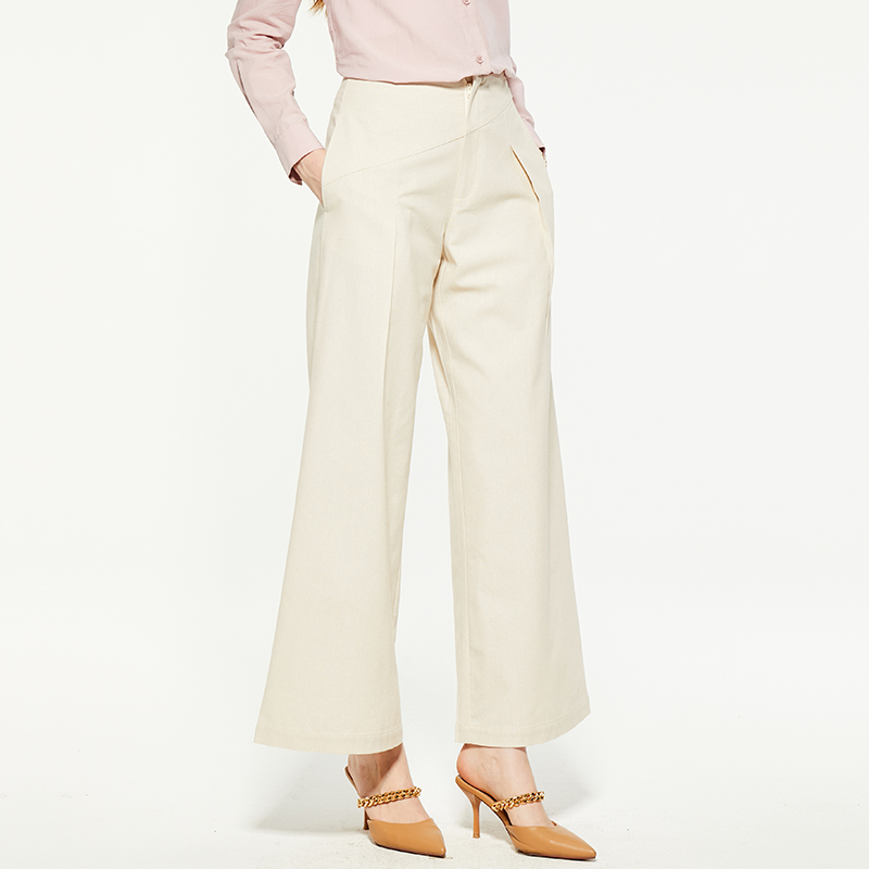 Formal beige suit wide leg pants