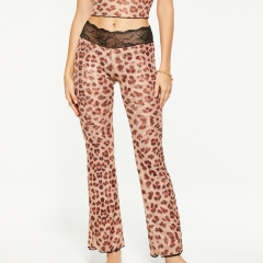 Lace leopard skinny flared pants