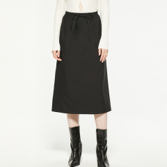 Elastic band bow loose midi skirt