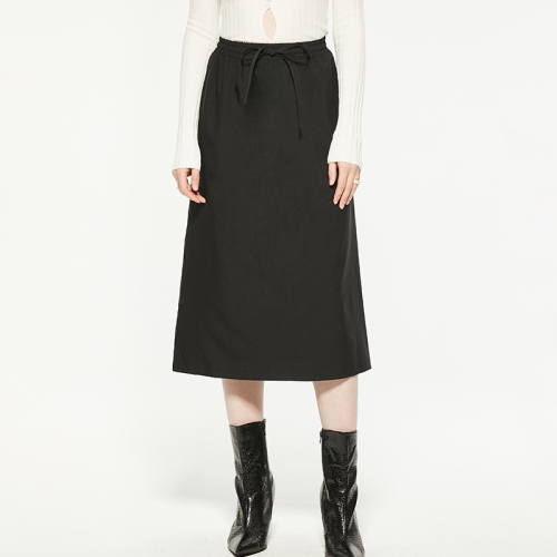 Elastic band bow loose midi skirt