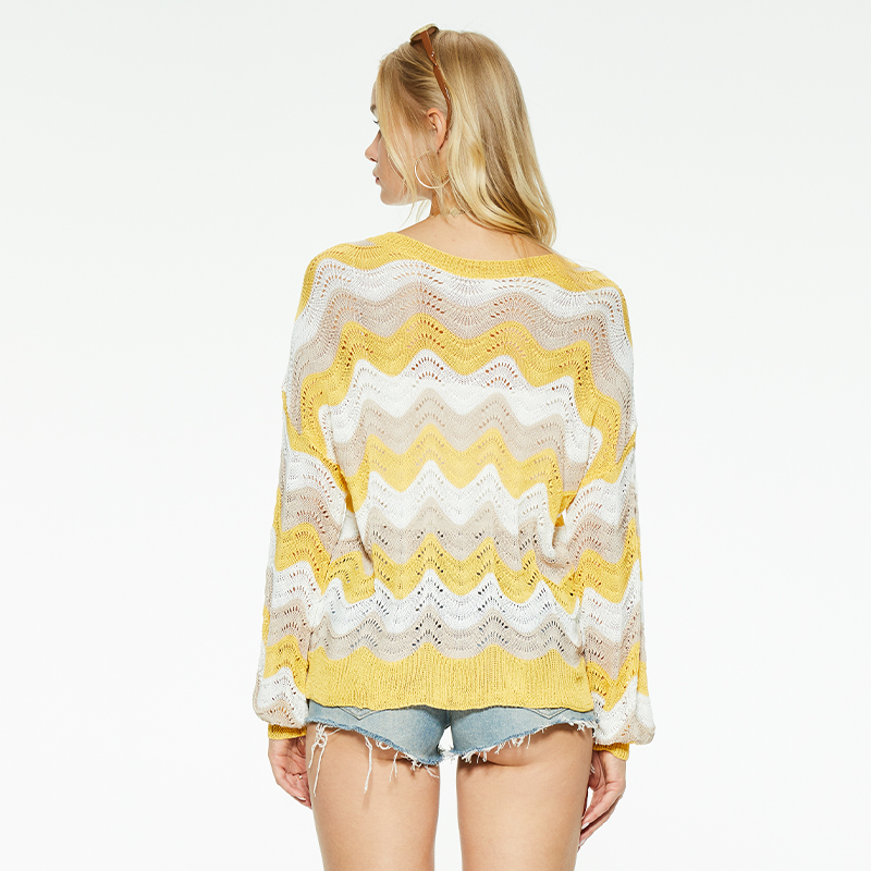 New design round neck wavy sweater