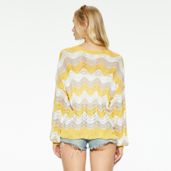 New design round neck wavy sweater