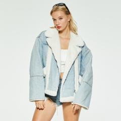 Autumn and winter short denim plush jacket