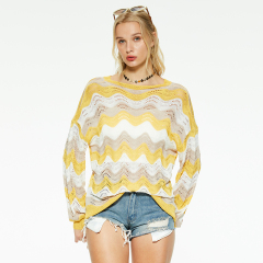 New design round neck wavy sweater